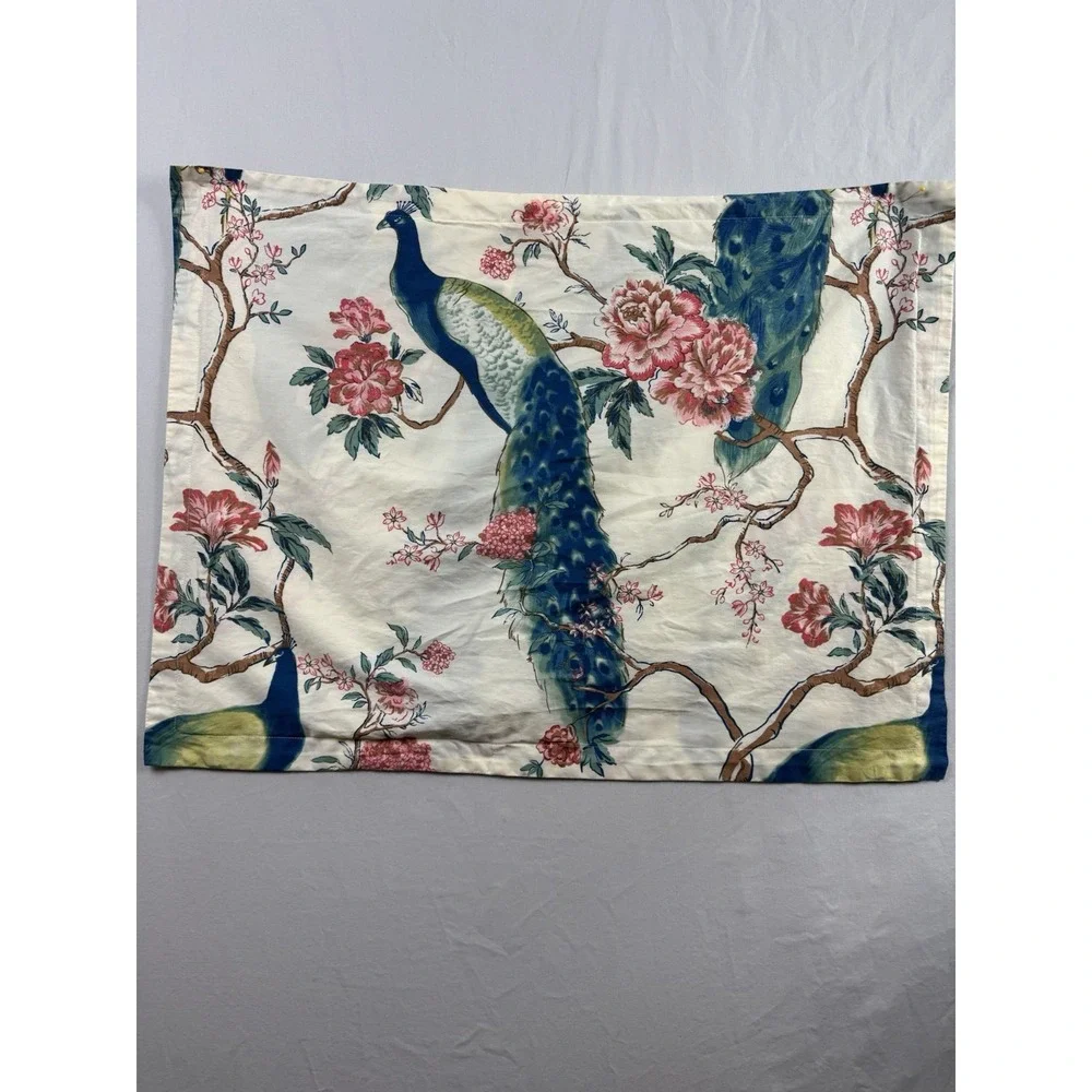 Eikei Pillow Sham Peacock Floral Standard Size Set 2 Cotton